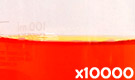「食用色素製剤 金茶色 SN-8」の水溶希釈例（10000倍）