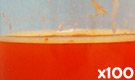 「ハイオレンジSPN （トウガラシ色素）」の水溶希釈例（100倍）